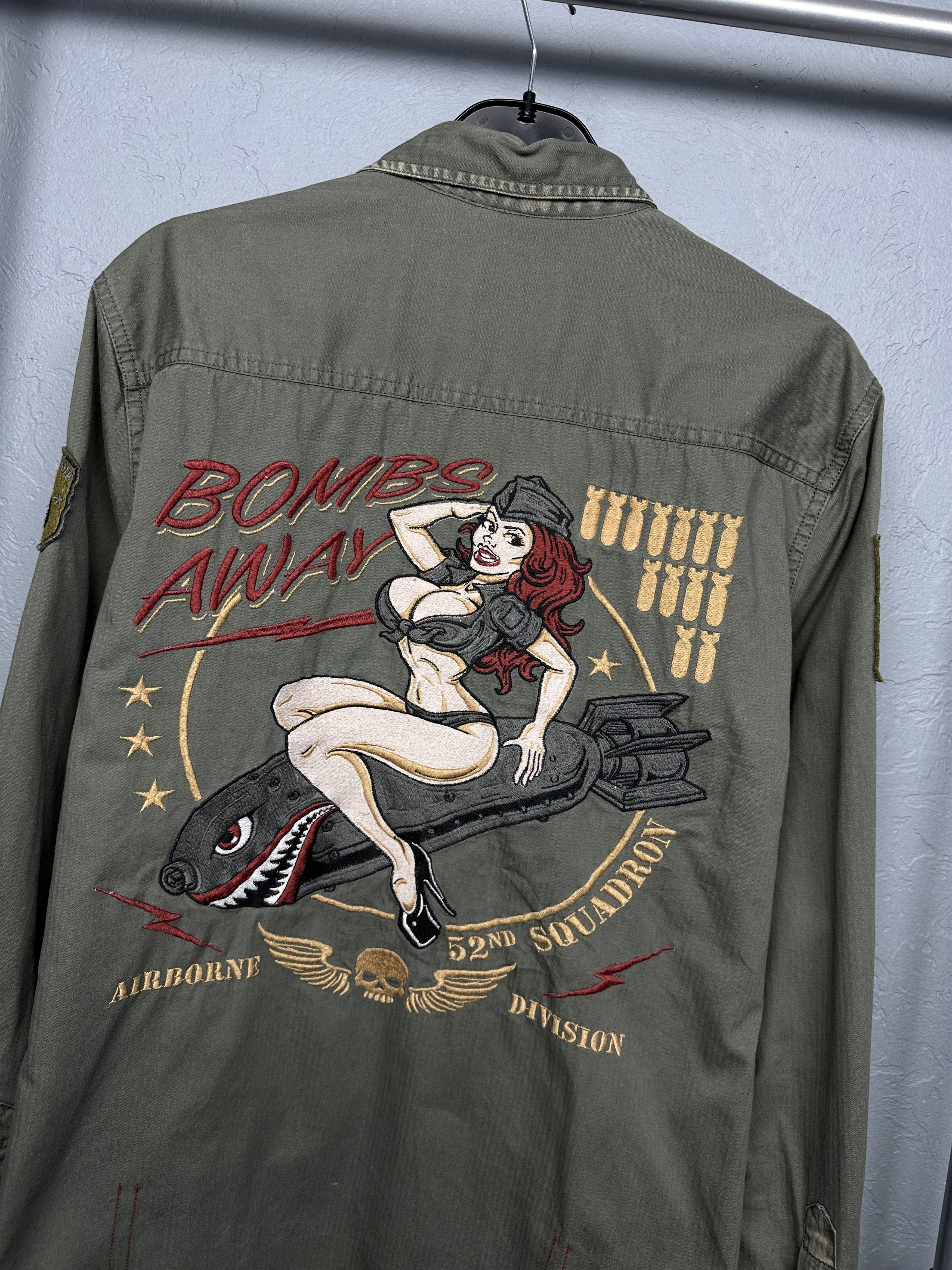 Vintage Motorgear Mens Biker Shirt Bombs Away Naked Girl Size US L / EU 52-54 / 3 - 1 Thumbnail