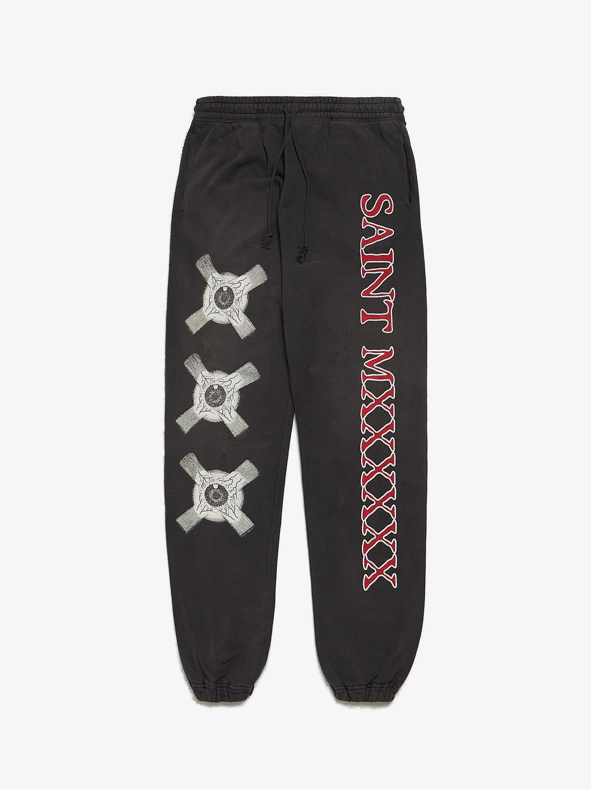 Saint Michael Gray Printed Cotton Sweatpants Size US 33 - 1 Thumbnail
