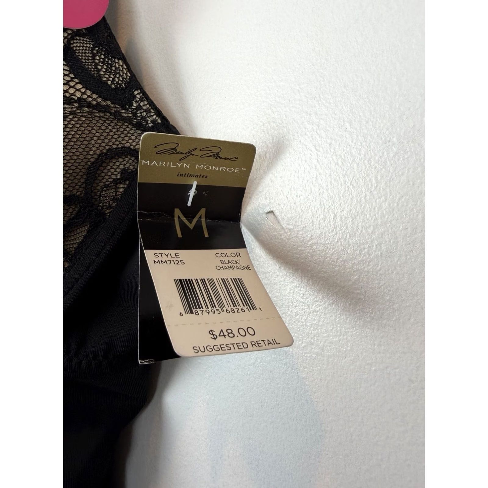 Vintage Marilyn Monroe Chemise Womens Medium Black Lace Nightie Sexy Underwired Adjustable Strap Polyester Nightwear Size ONE SIZE - 5 Thumbnail