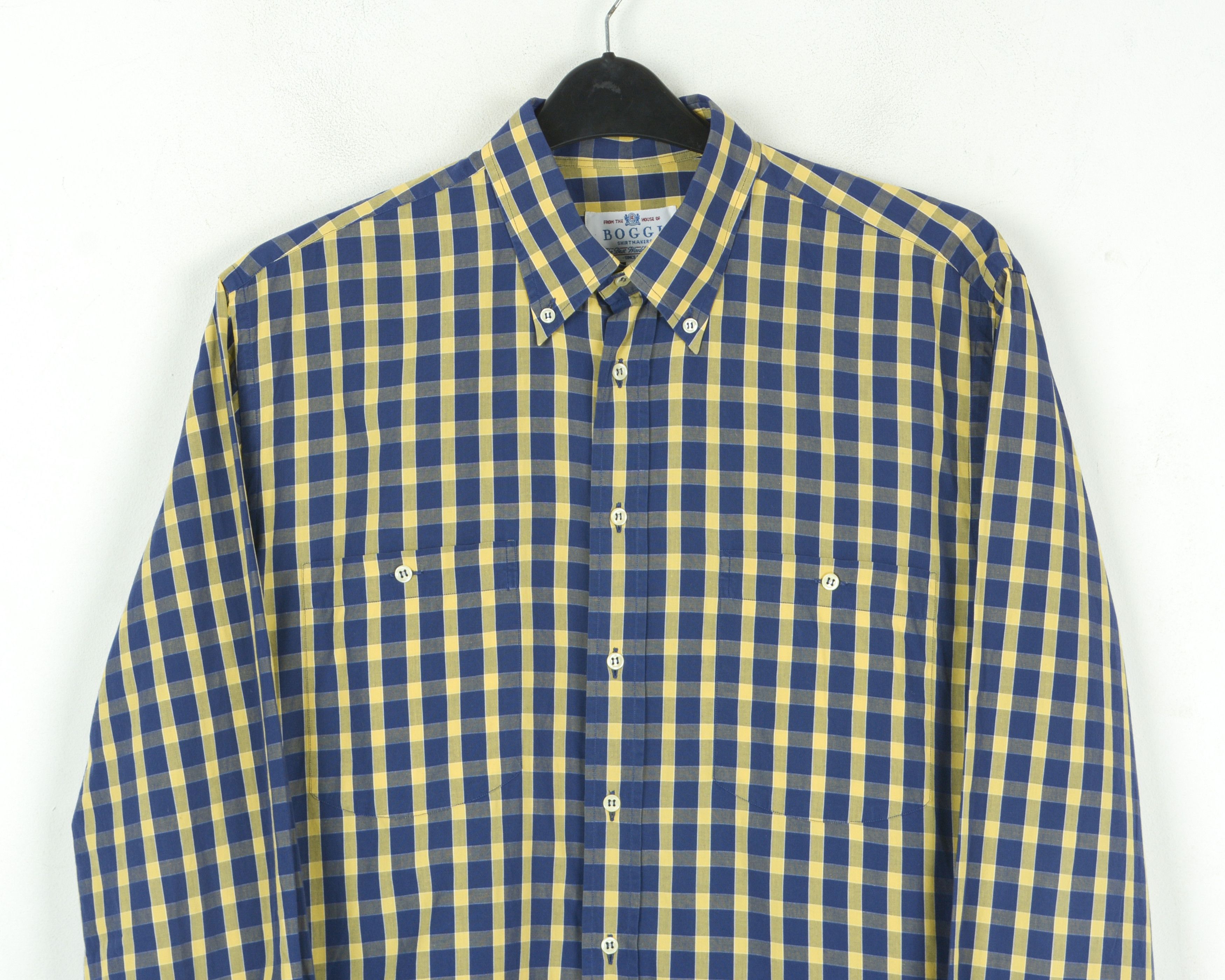 Boggi BOGGI 16 1/2" Size 42 Formal Shirt Check Plaid Cotton Casua Size 42R - 2 Thumbnail