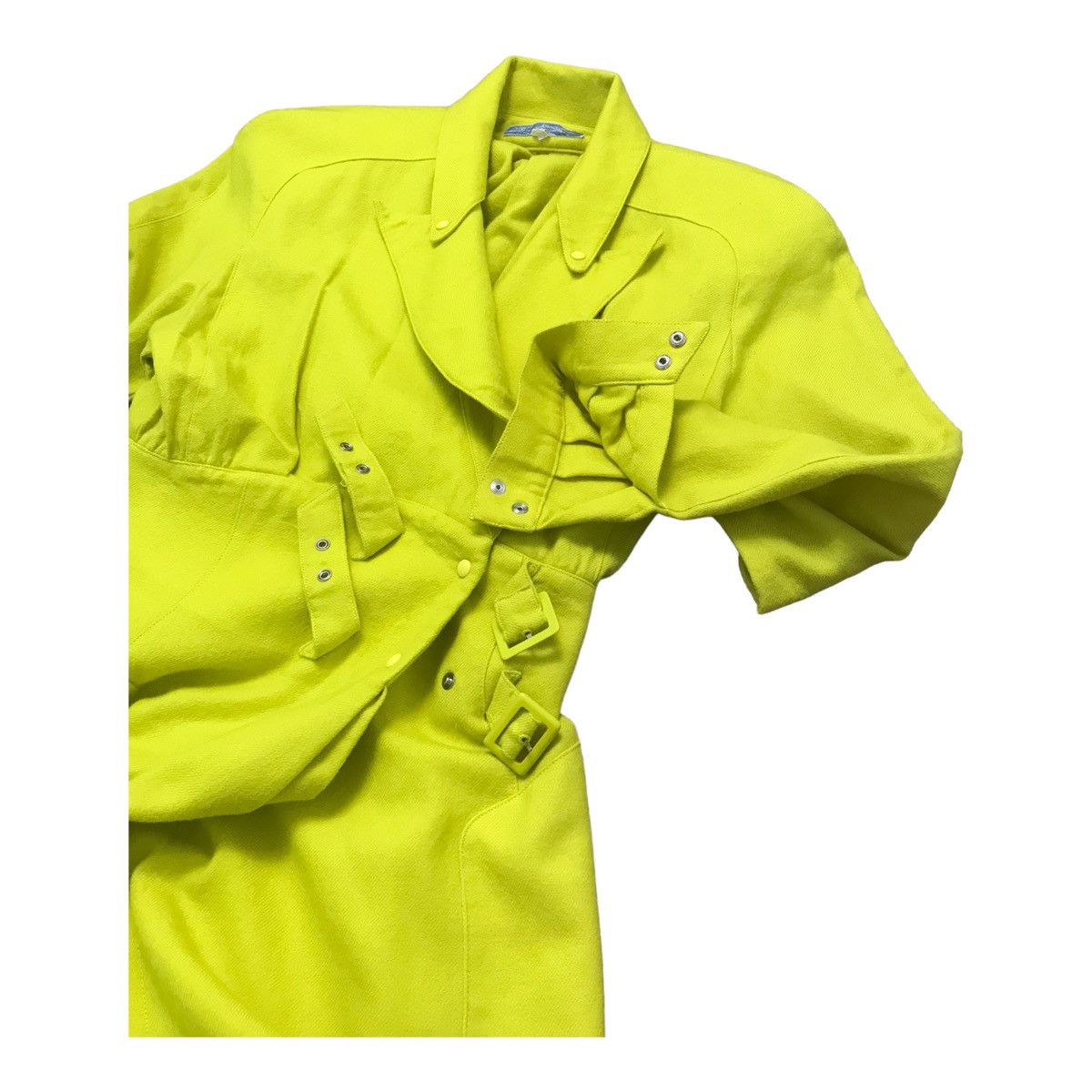 Mugler × Thierry Mugler × Vintage Thierry Mungler Wool Lime Green Dress Size ONE SIZE - 8 Thumbnail