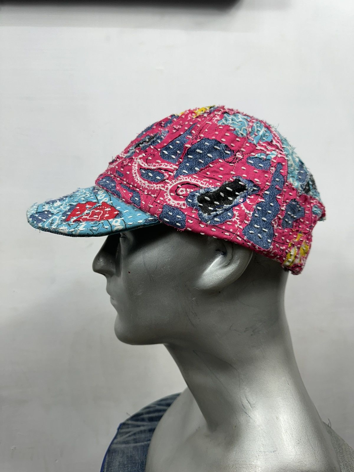 Art Comes First × Handmade Custom Made Distressed Paisley Patchwork Boro hats Size ONE SIZE - 1 Thumbnail
