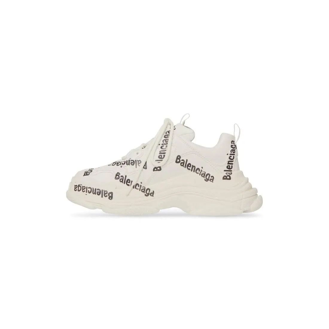 Balenciaga o1s1wg110225 Triple S Logotype Sneakers in Off White/Black Size US 11 / IT 41 - 4 Thumbnail