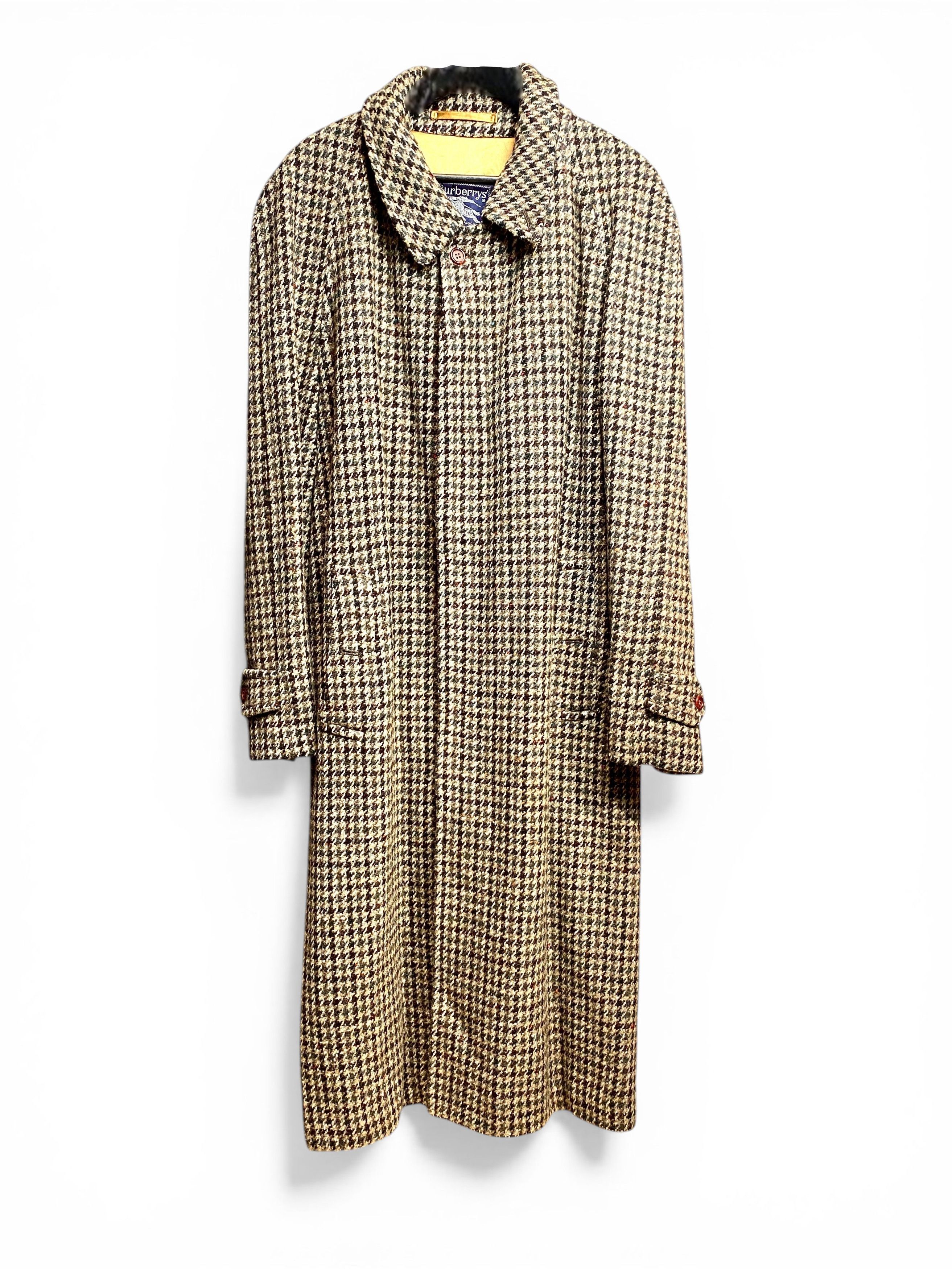 Burberry Burberrys Houndstooth Check Wool Camelhair Long Coat Vintage Size US XXL / EU 58 / 5 - 2 Thumbnail