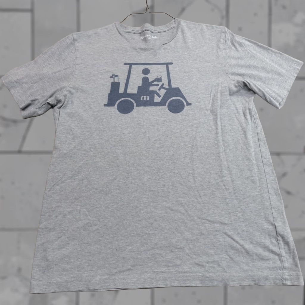 TravisMathew Travis Mathew Mens Shirt Golf Cart Stick Figure Beer Mug Gray L Large Short Sleeve Crew Neck Cotton Blend Logo Graphic T-Shirt Mens Size US L / EU 52-54 / 3 - 1 Thumbnail
