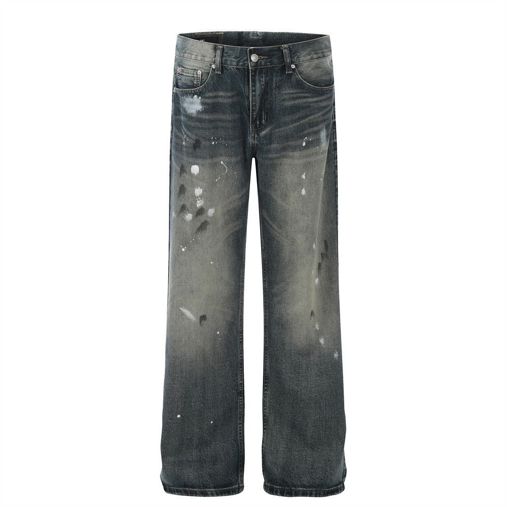 Japanese Brand × Jean American style ink splash print hip hop retro washed jeans Size US 32 / EU 48 - 1 Thumbnail