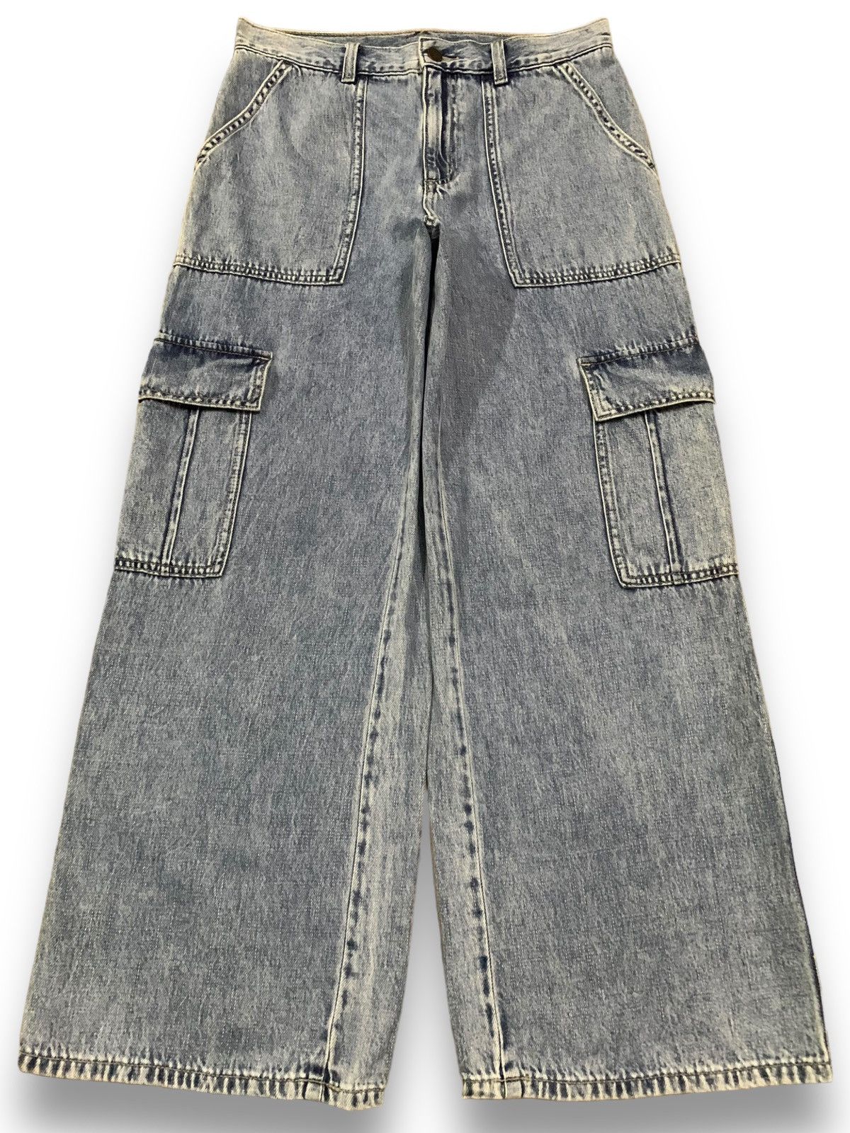GU × Japanese Brand × Jun Takahashi Vintage Japanese Brand GU Baggy Fatigue Cargo Jeans Size US 30 / EU 46 - 1 Thumbnail