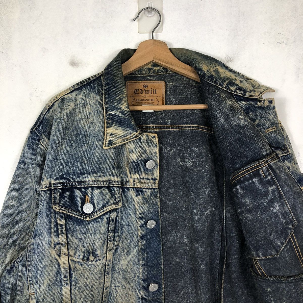 Edwin 📌VINTAGE RUSTY BIKER DENIM JACKET TRUCKER EDWIN Size US L / EU 52-54 / 3 - 13 Thumbnail