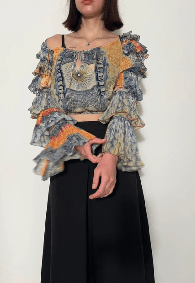 Jean Paul Gaultier Jean Paul Gaultier Top Mesh Blouses Shirt Print Soleil Size L / US 10 / IT 46 - 3 Thumbnail