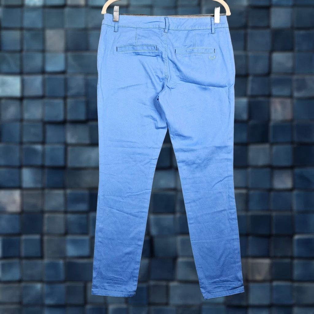 Vintage ROXY Womens Azure Blue Cotton Chino Pants Regular Size 12 New Pants Women Blue Chino Casual 12 Mens Womens Girls Size 34" / US 12 / IT 48 - 1 Thumbnail