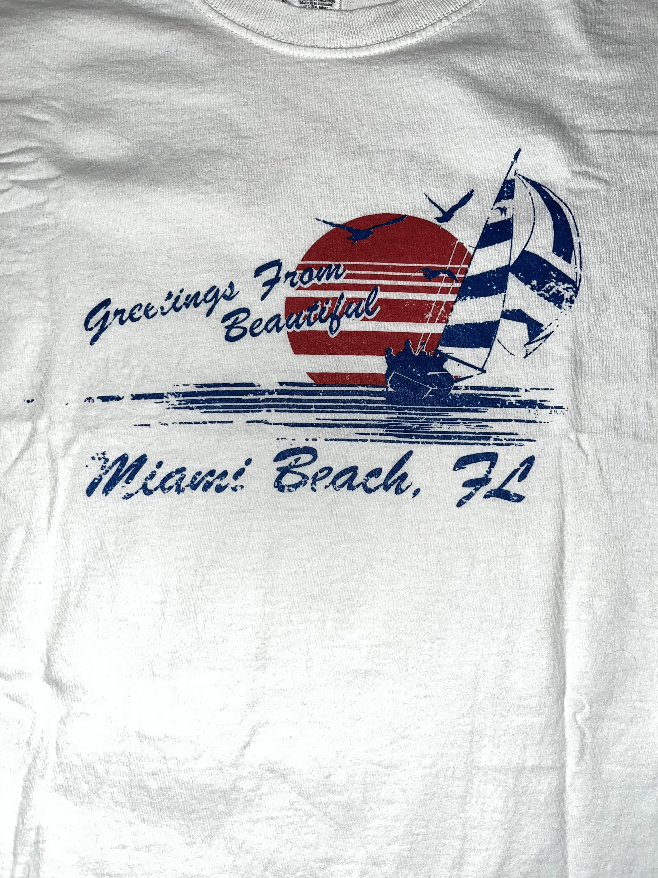 Vacation × Vintage Y2K Miami Beach Florida Tourist Graphic Tee Size US M / EU 48-50 / 2 - 4 Thumbnail