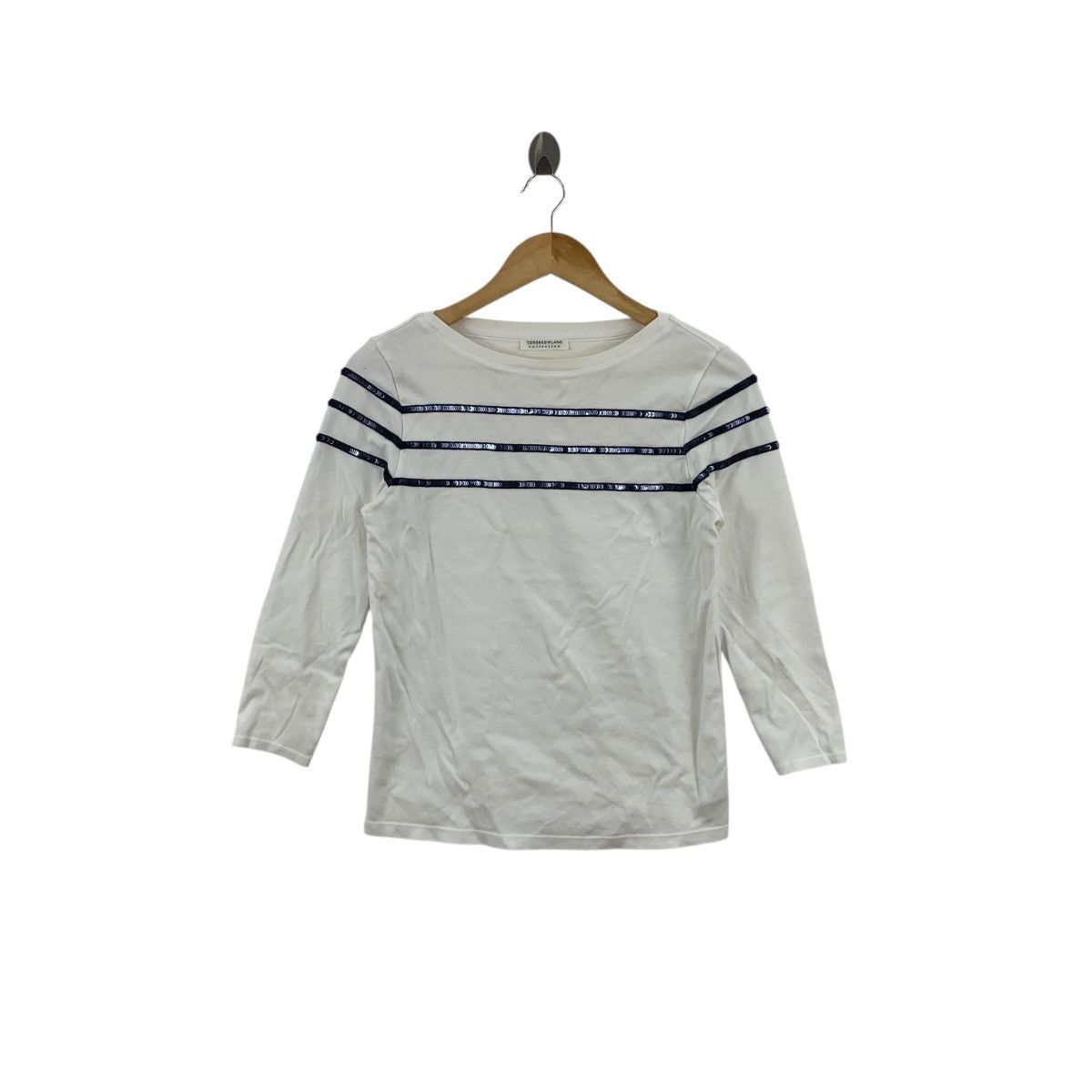 Tomorrowland TOMORROWLAND COLLECTION Sequinned Striped Tee Shirt Top Size S / US 4 / IT 40 - 1 Thumbnail