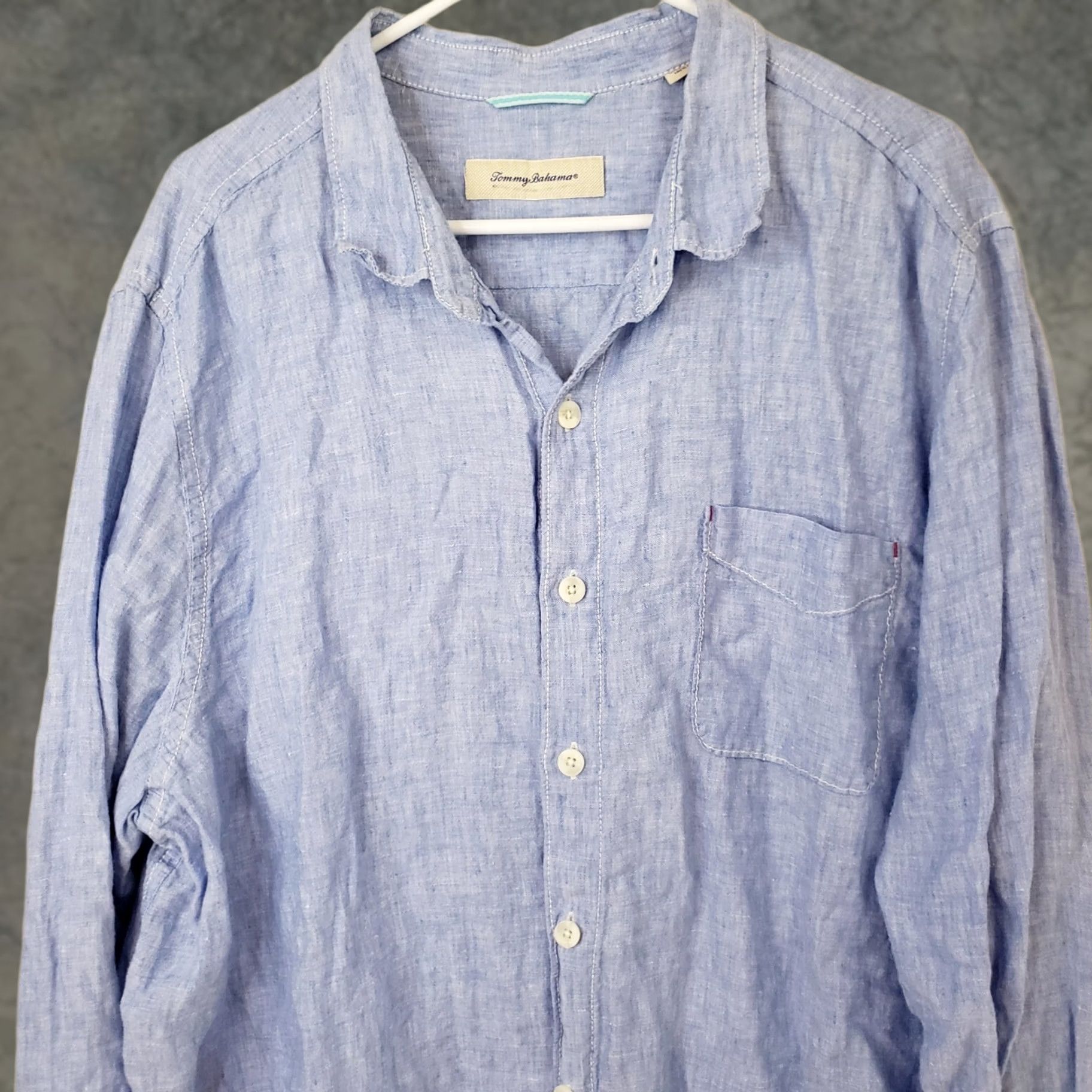 Tommy Bahama VINTAGE Tommy Bahama Shirt 2XL Men's Blue Linen Long Sleeve Button-Up Collared Casual Travel Party Wedding Size US XXL / EU 58 / 5 - 1 Thumbnail