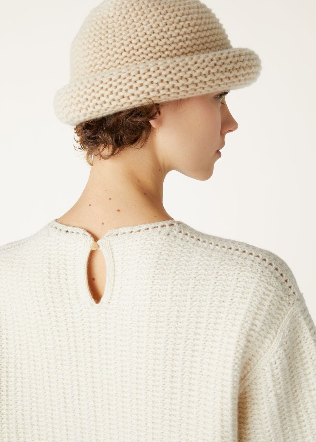 Loro Piana o1w1db10825 FAO2912 Fervento Crewneck Sweater in White Size L / US 10 / IT 46 - 3 Thumbnail
