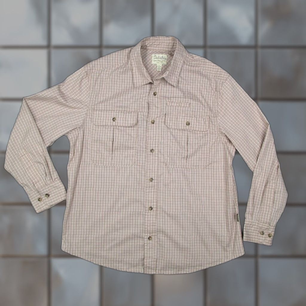 Vintage Cabelas Shirt Mens Large Beige Check Button Up Long Sleeve Work Hike Fish Safari Size US L / EU 52-54 / 3 - 1 Thumbnail