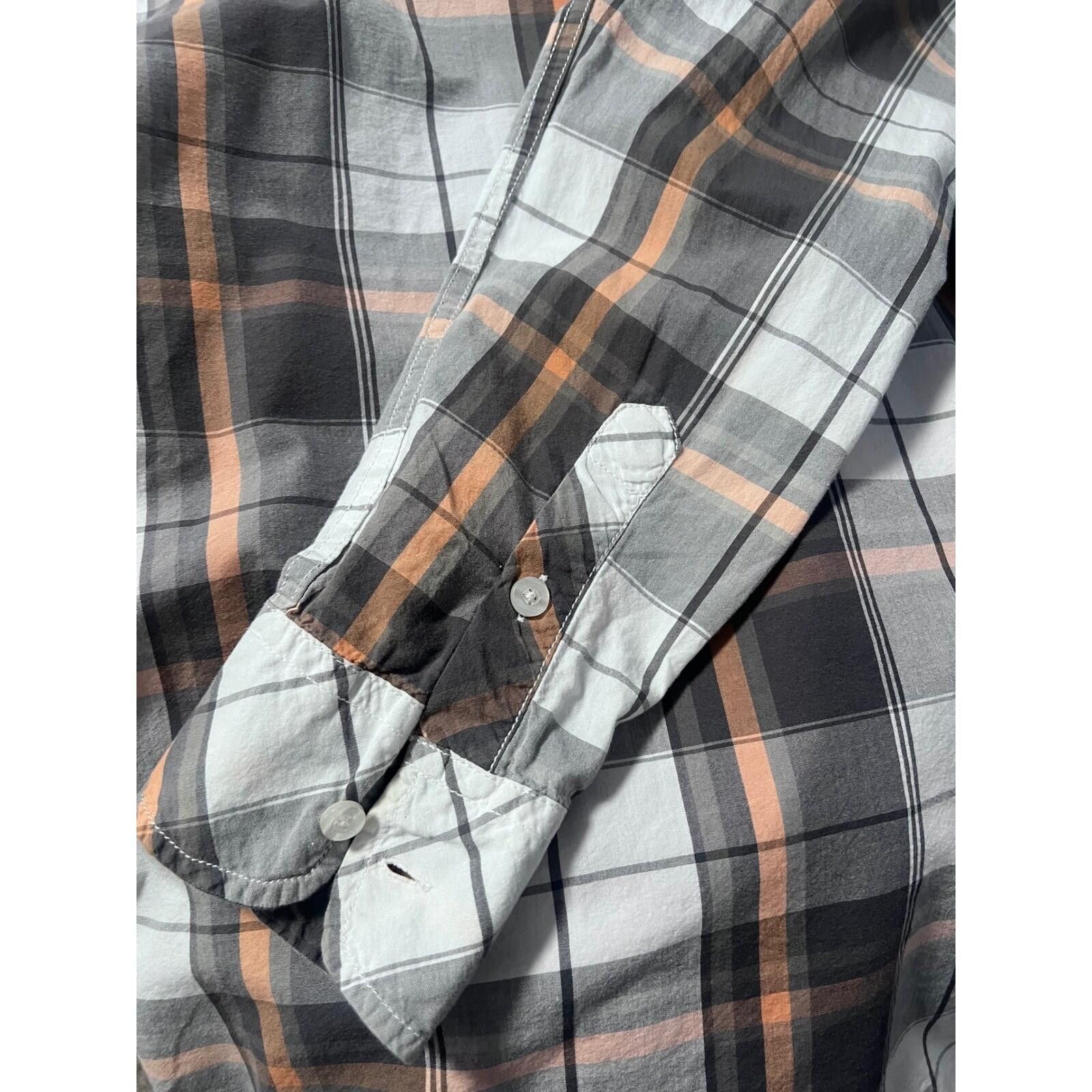 Other Reclaim Plaid Button Down Mens L Grey Orange Athletic Fit Size US L / EU 52-54 / 3 - 8 Thumbnail