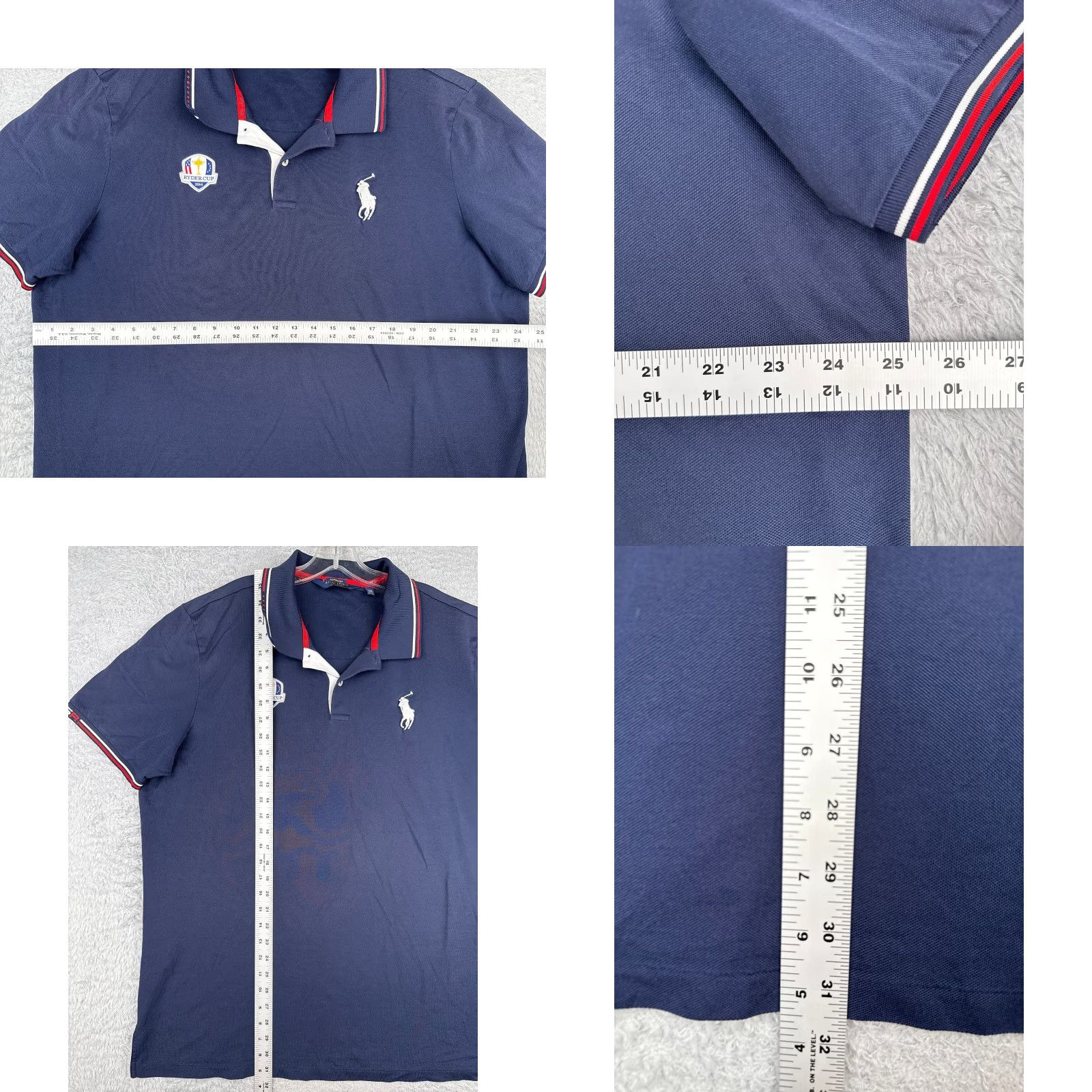 Ralph Lauren VINTAGE Polo Golf Shirt Men 2XL Blue 100% Cotton Ryder Cup Embroidered Logo Polo Shirt Mens XXL Blue 90s Theme Sports Golf Size US XXL / EU 58 / 5 - 8 Thumbnail