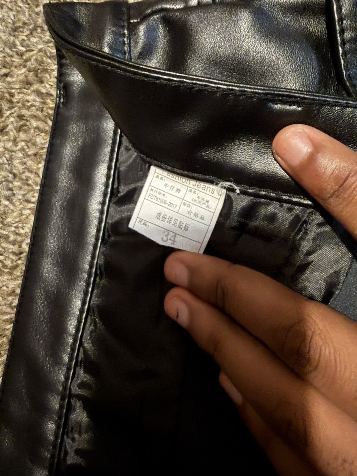 Other Black Faux Leather Biker Moto Pants Size US 34 / EU 50 - 2 Thumbnail