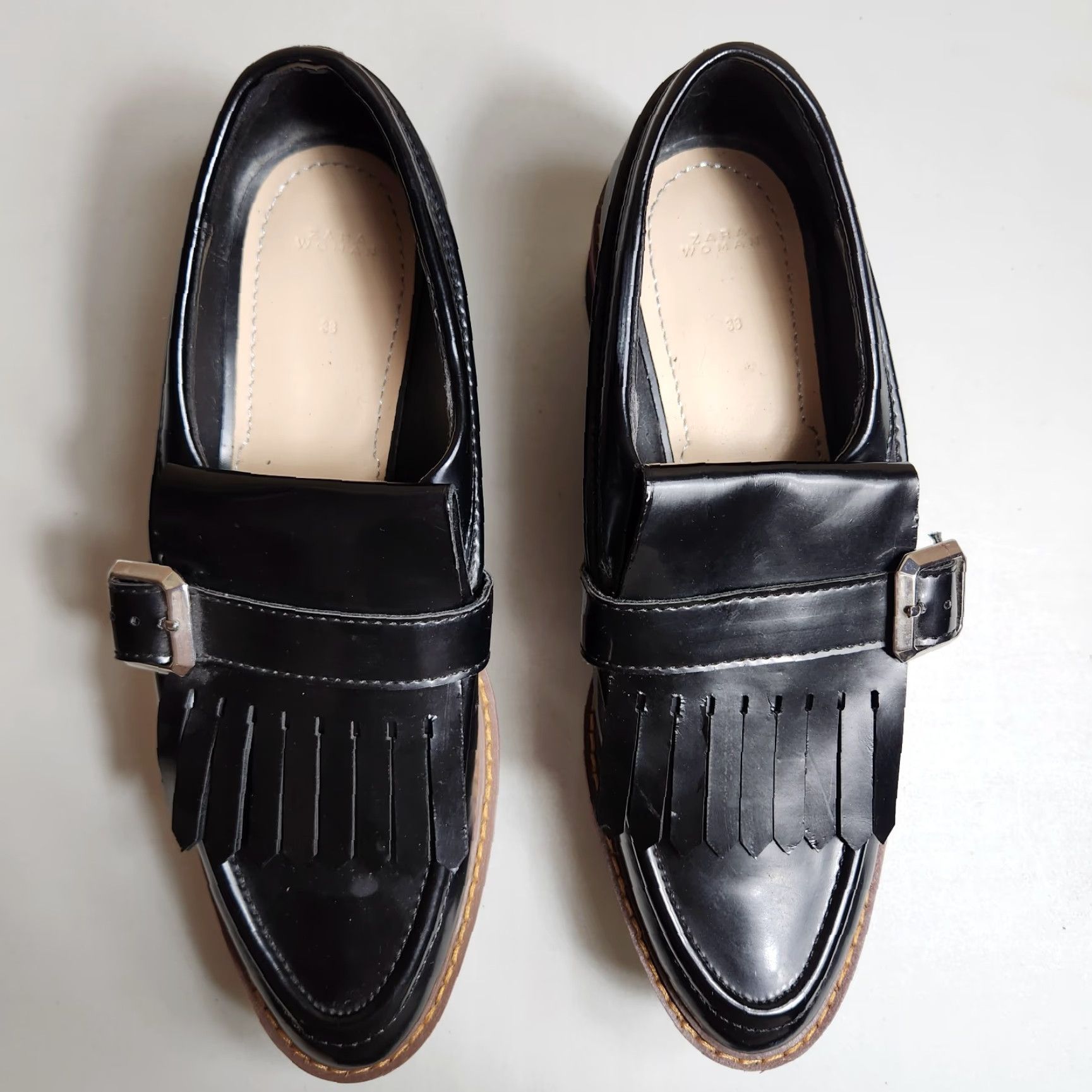 Zara Zara Woman |EU38/US7.5| Black Patent Leather Platform Kilt Chunky Loafers Loafer Women MVP platform loafers Size US 8 / IT 38 - 4 Thumbnail