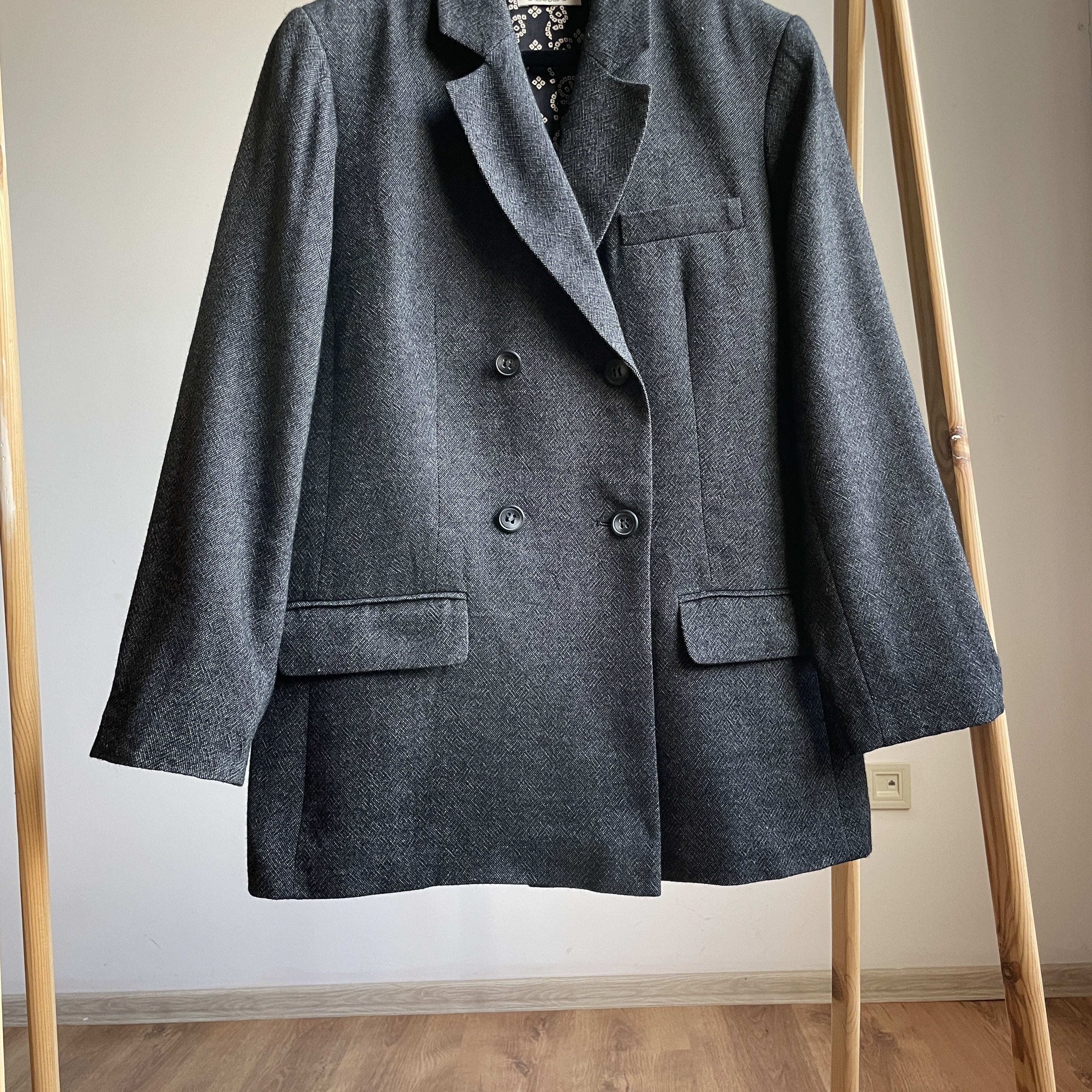 Other Toast Womens Linen Wool Blend Double Breasted Blazer Size L / US 10 / IT 46 - 5 Thumbnail