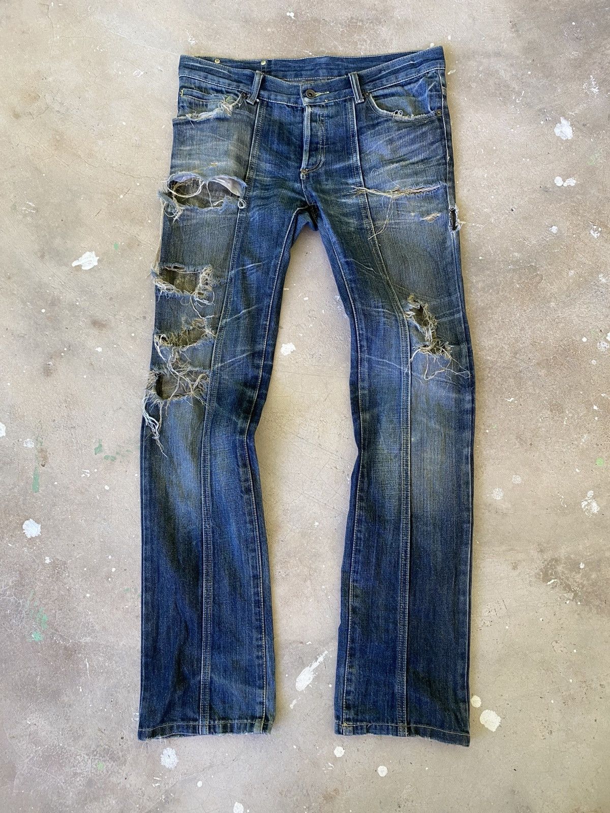 Japanese Brand Buffalo Distressed Flared Denim Jeans Y2K Size US 31 - 1 Thumbnail