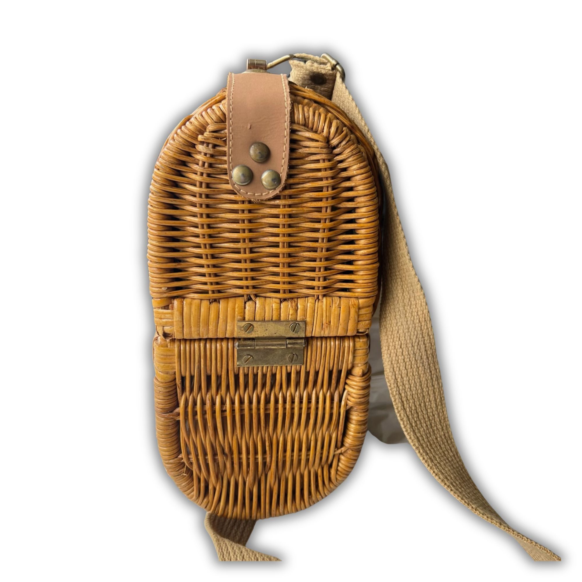 Other Vintage Wicker Wine Carrier Basket With Leather Straps & Gre Size ONE SIZE - 3 Thumbnail