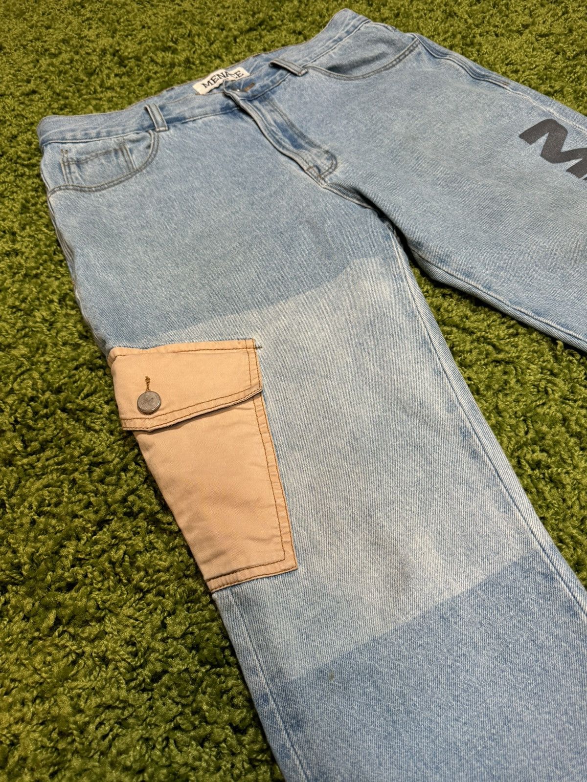 Menace Menace Target Logo Cargo Pocket Denim Pants Size US 32 / EU 48 - 4 Thumbnail