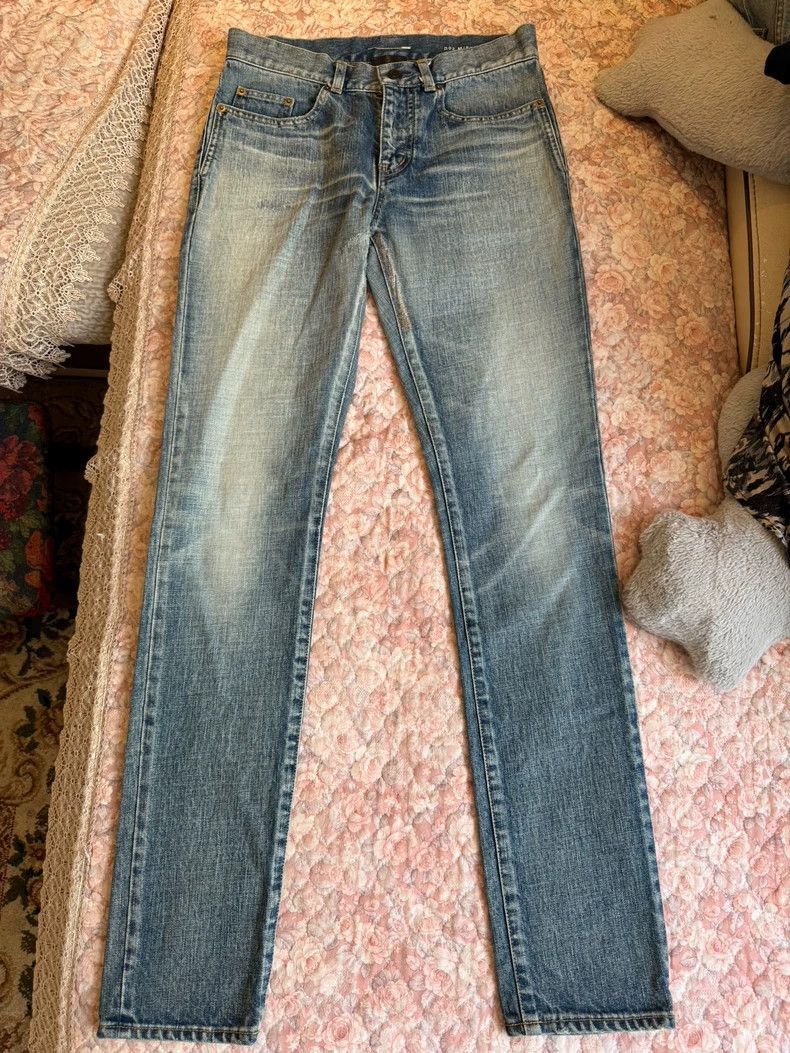 Saint Laurent Paris YSL D02 Distressed Blue Denim Jeans- Size US 29 - 1 Thumbnail