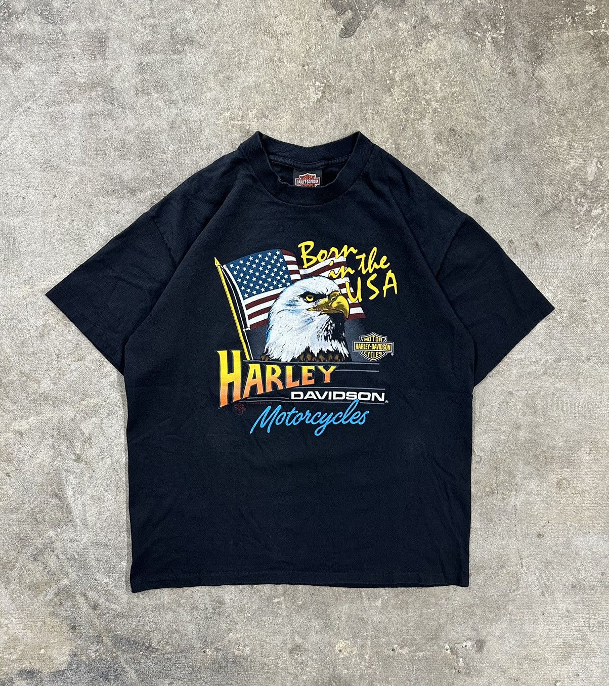 Vintage Vintage 80s Harley Davidson Born In The USA Biker T-Shirt Size US L / EU 52-54 / 3 - 1 Thumbnail