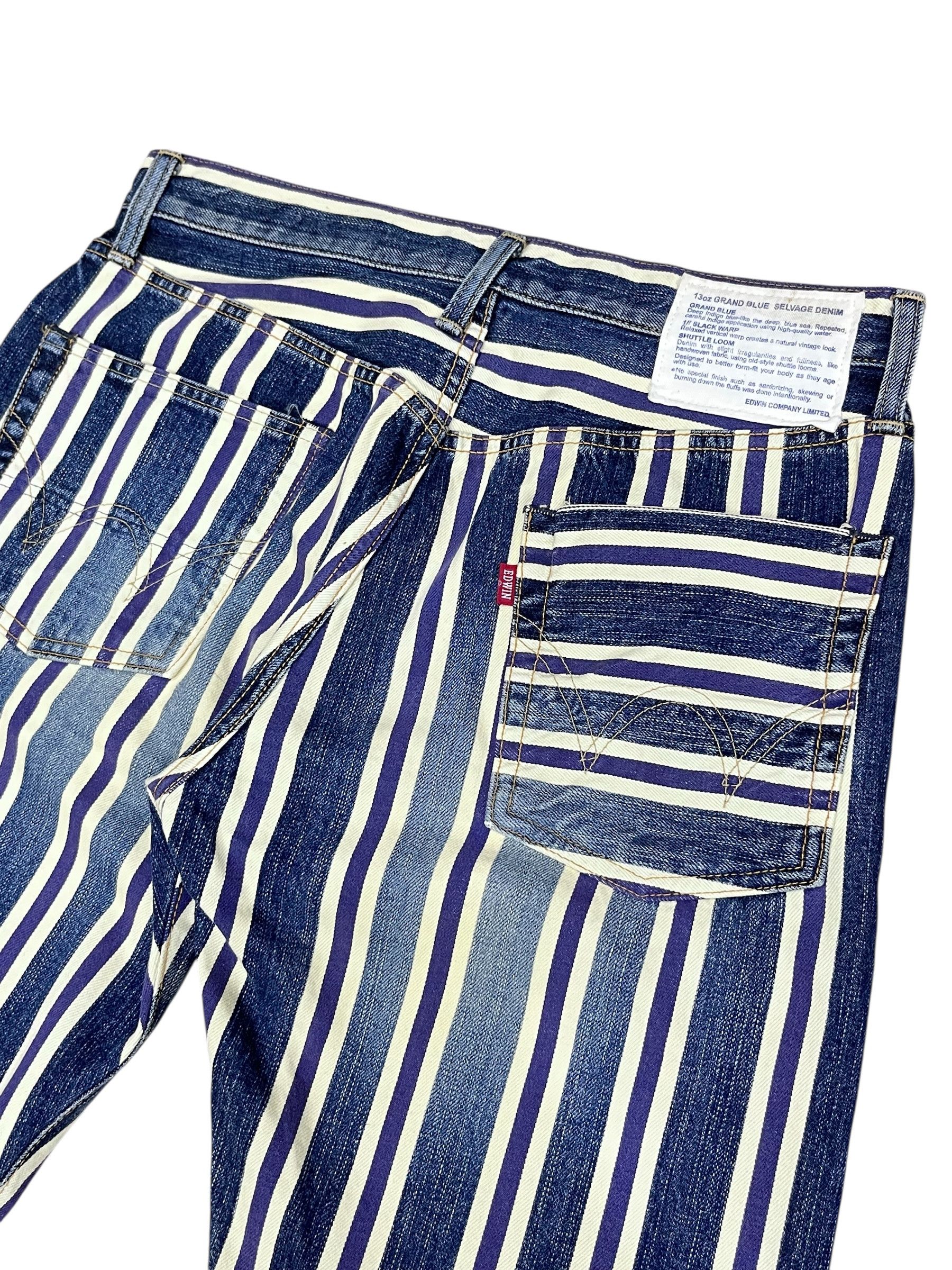 Edwin 🔥EDWIN 13oz Selvedge Punk Runway Purple Stripe Flare Japan Size US 30 / EU 46 - 12 Thumbnail