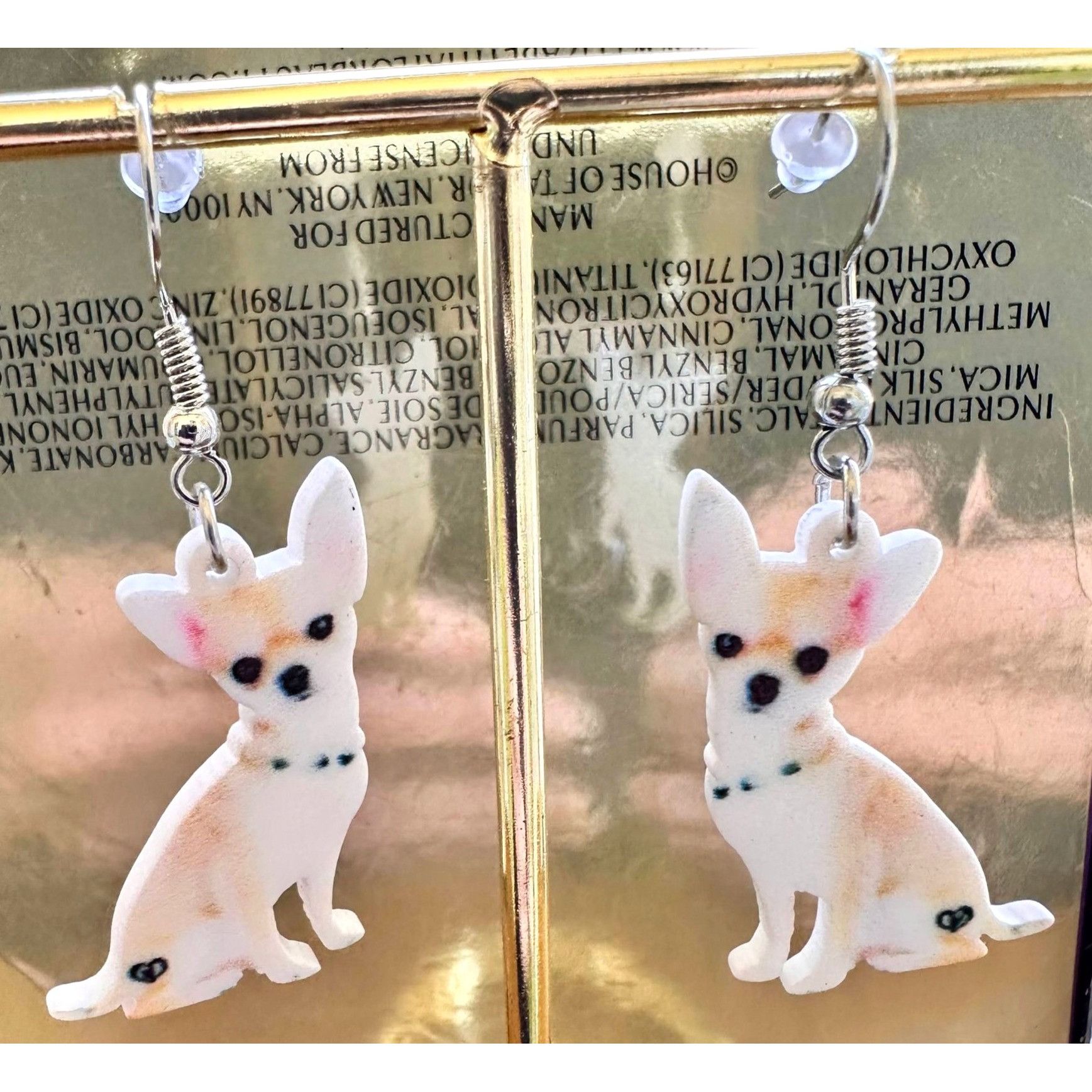 Handmade Chihuahua Earrings Dog Mom Animal Rescue Pets Dangle Hooks N Size ONE SIZE - 1 Thumbnail