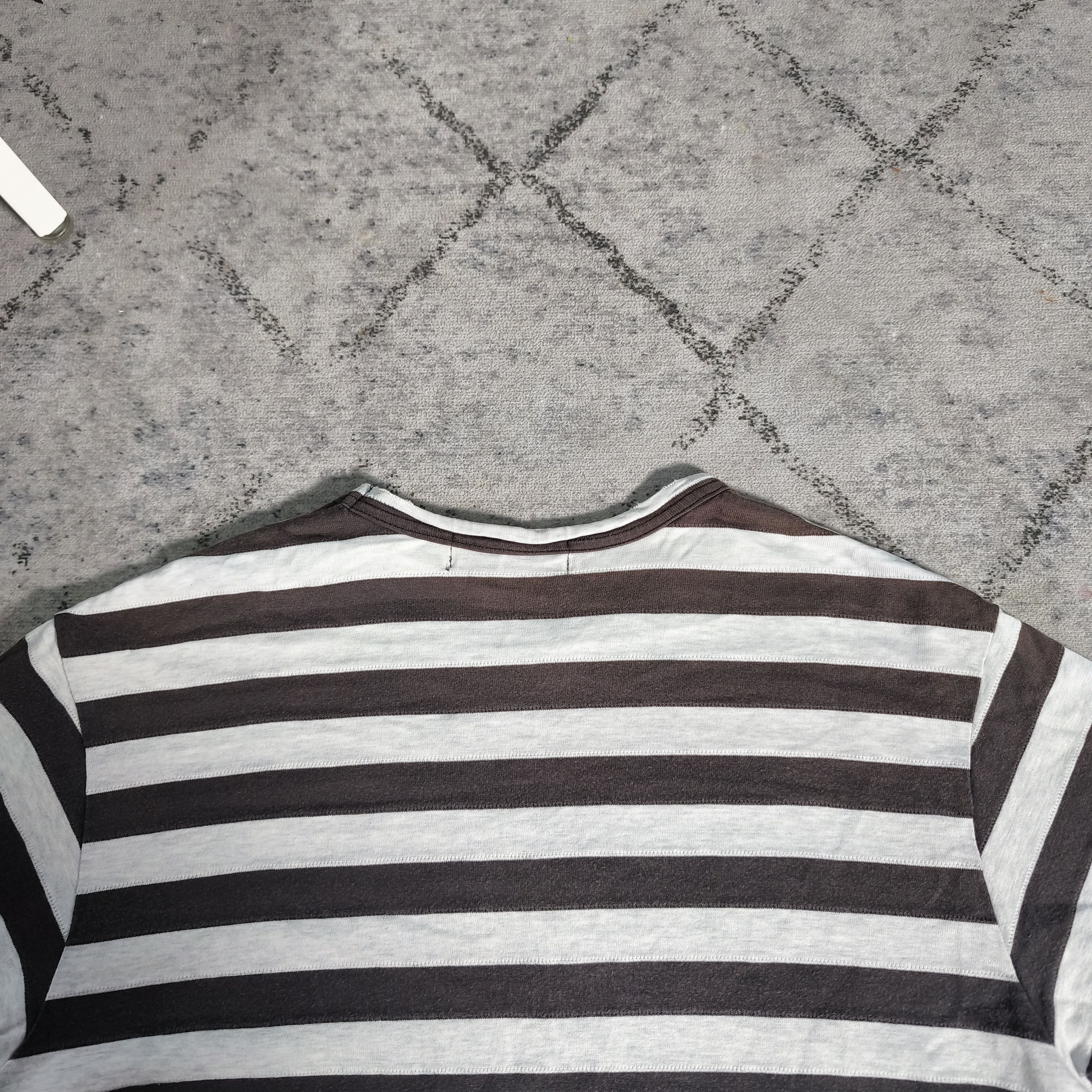 Y's for Men × Yohji Yamamoto Vintage Y's for men Yohji Yamamoto striped stitching Tshirt Size US L / EU 52-54 / 3 - 9 Thumbnail