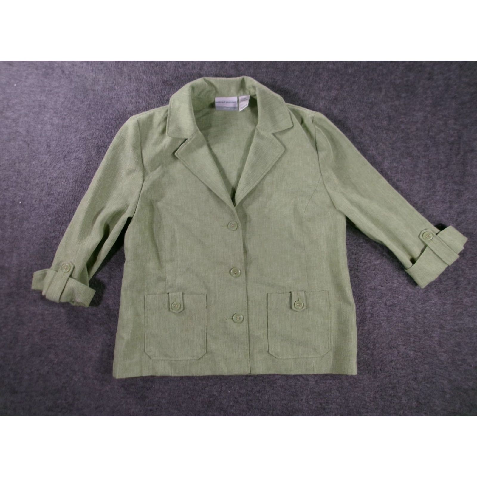Vintage Alfred Dunner Jacket Womens 10P Green Petite 3 Button Notch Lapel Patch Pocket Size L / US 10 / IT 46 - 2 Thumbnail
