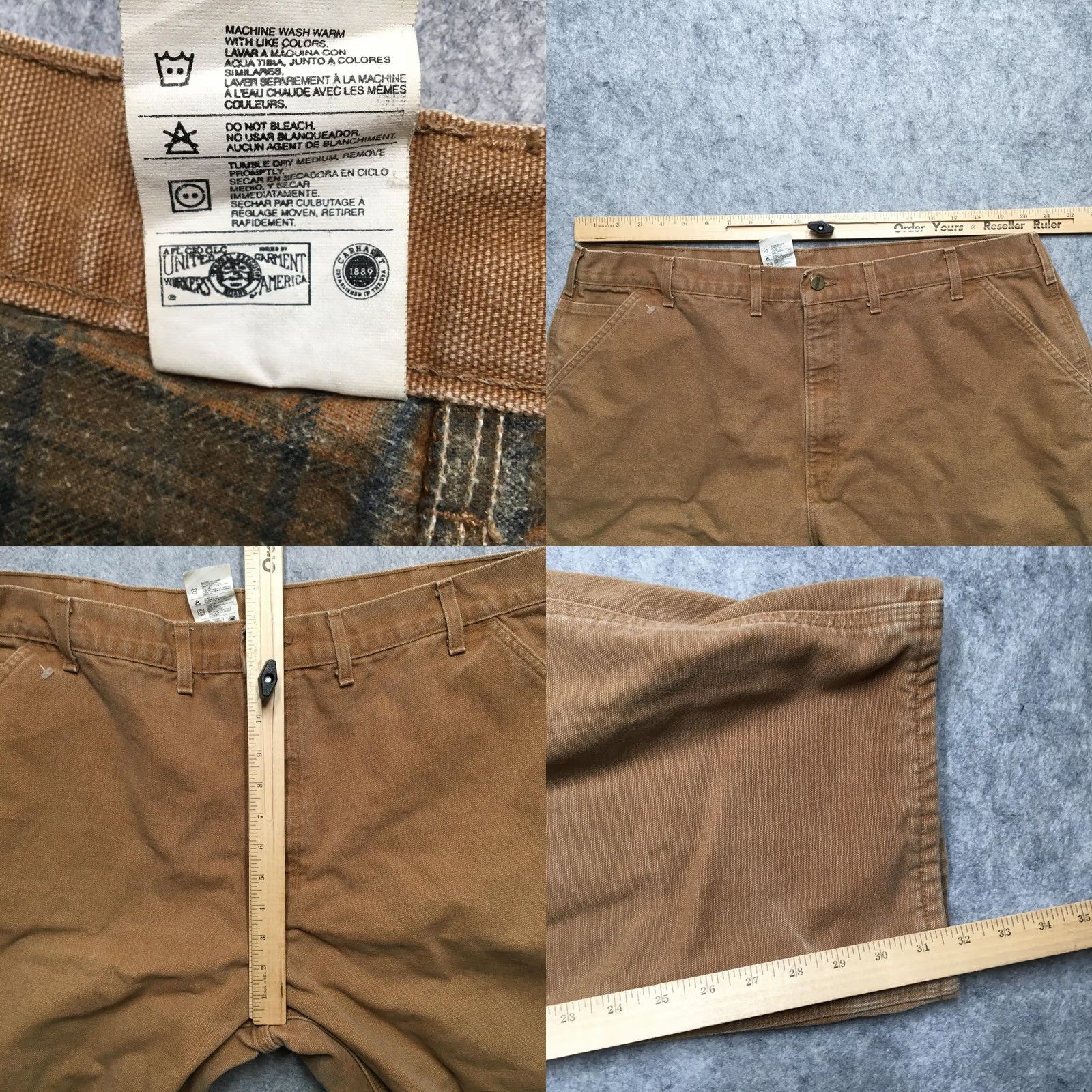 Carhartt VINTAGE Carhartt B111 Pants Mens 44x32 Brown Flannel Lined Carpenter USA Union Size US 44 / EU 60 - 9 Thumbnail
