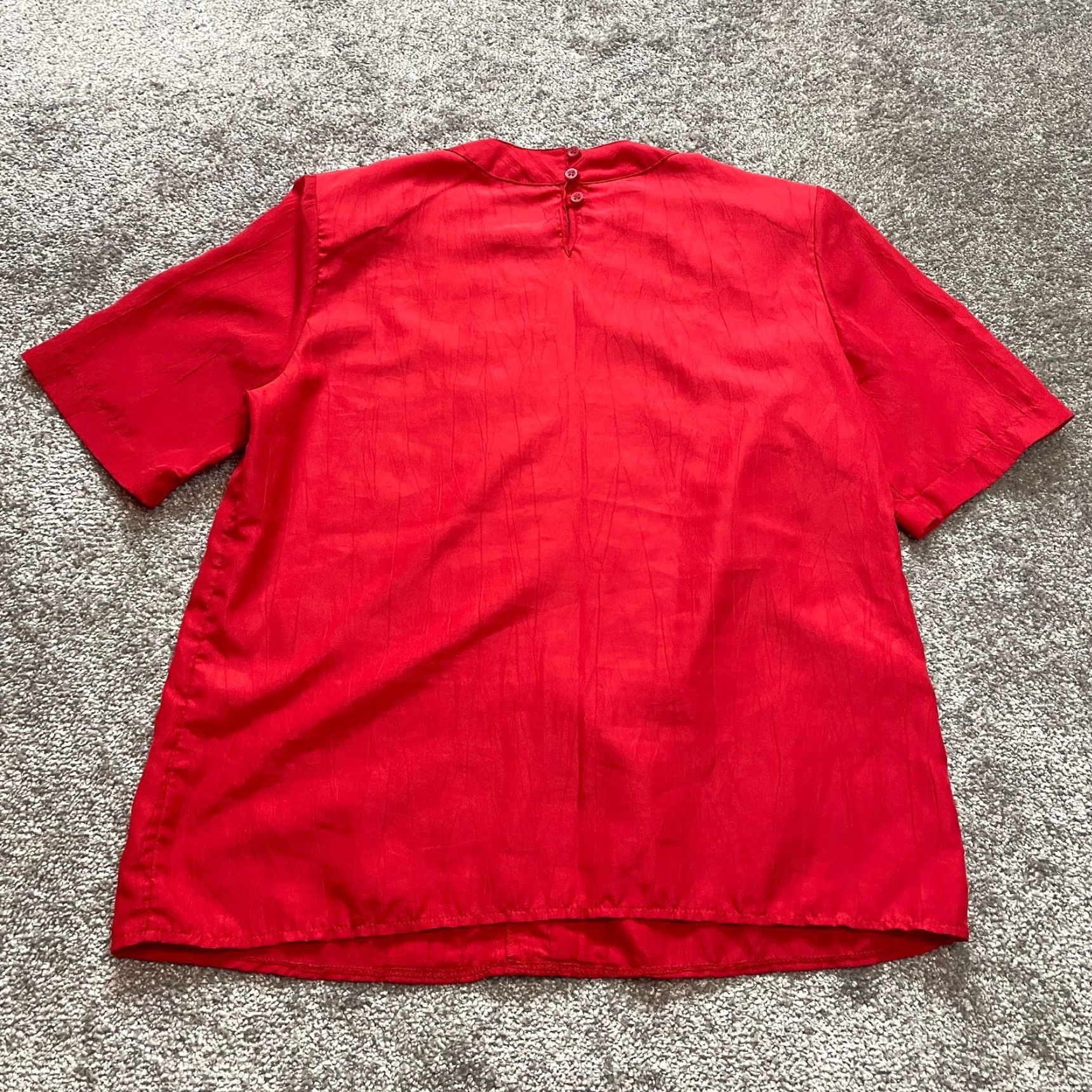 Lee VINTAGE Lauren Lee Blouse Top Womens 10 Red Ruffle Short Sleeve Professional Comfort Wear Size L / US 10 / IT 46 - 7 Thumbnail