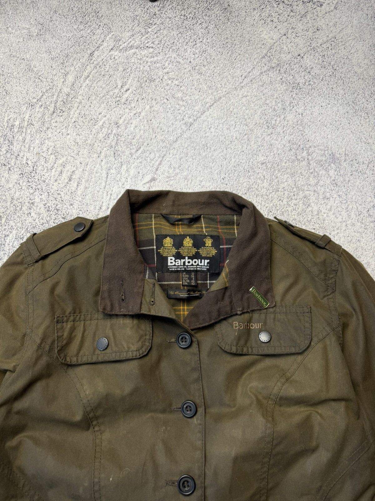 Barbour Women's Made in England Waxed Peplum Jacket - Sage
