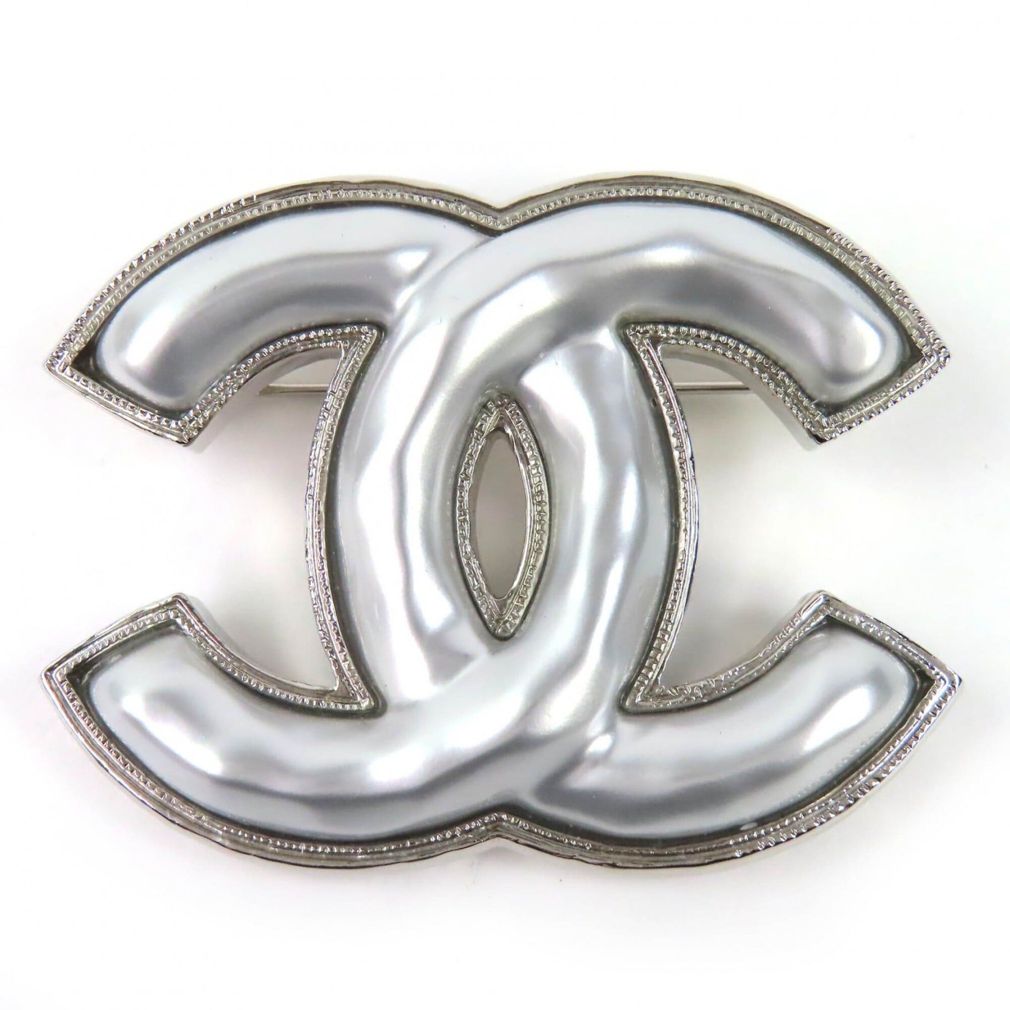 Chanel CHANEL B25C Coco Mark CC Logo Brooch, Silver, with Box, Made in Italy, Women's, Very Popular, Highly Recommended ◎ Size ONE SIZE - 1 Thumbnail