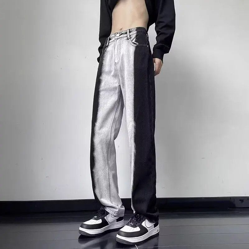 Japanese Brand Grey black color blocked casual jeans Size US 32 / EU 48 - 2 Thumbnail
