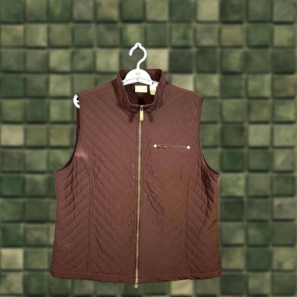 Vintage Chico's Zenergy Vest Women's 3 Brown Polyester Quilted Zip-Up Sleeveless Stretch Vest Size XS / US 0-2 / IT 36-38 - 1 Thumbnail