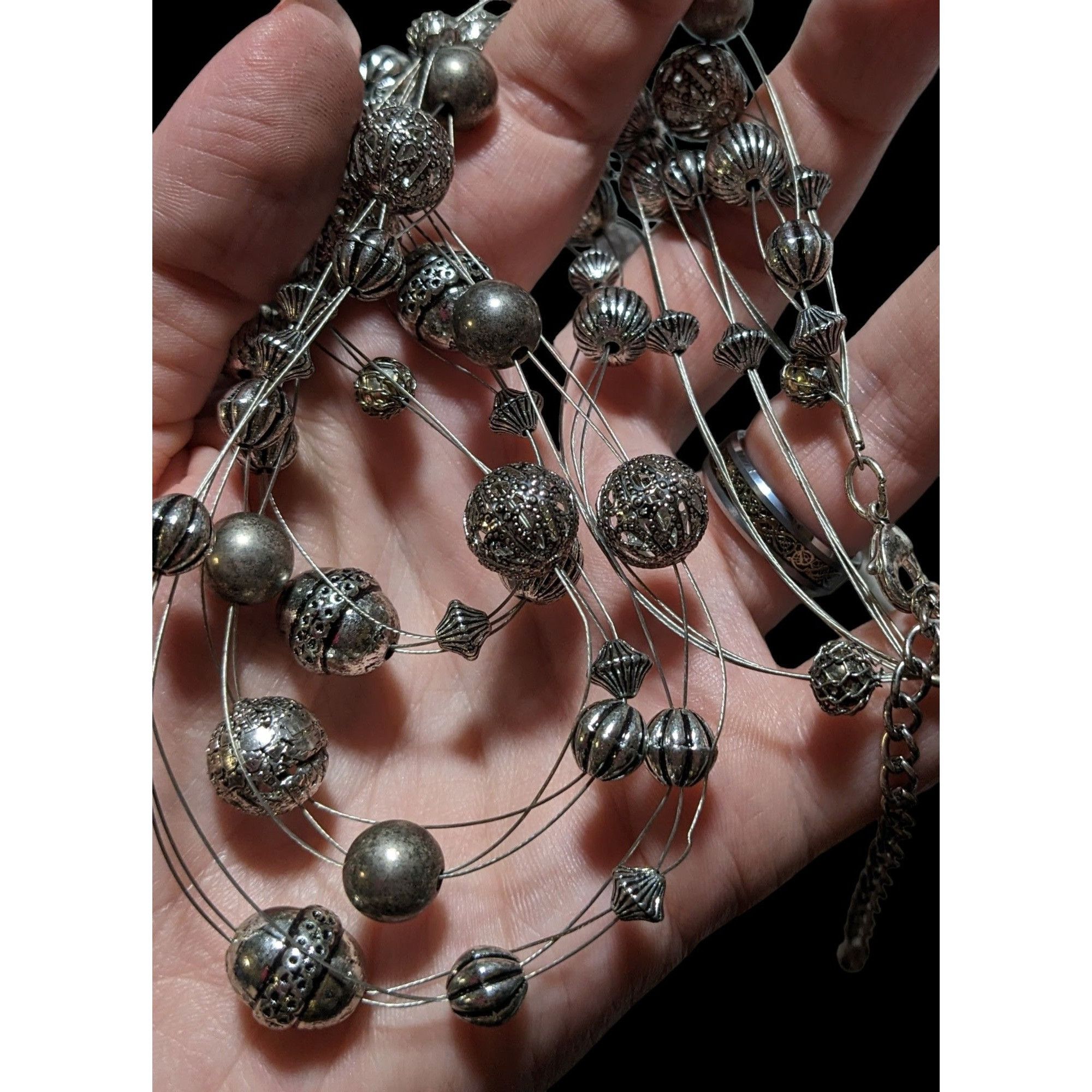 Other Silver Beaded Floating Necklace Size ONE SIZE - 5 Thumbnail
