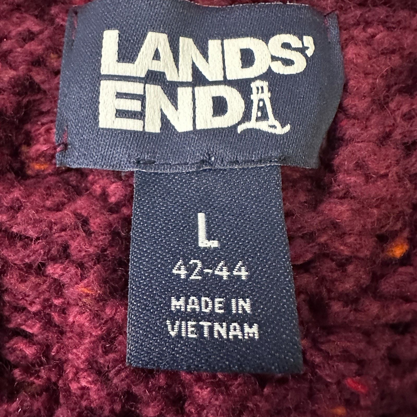 Other Lands End Fisherman Sweater Men L Maroon Confetti Pullover Size US L / EU 52-54 / 3 - 6 Thumbnail