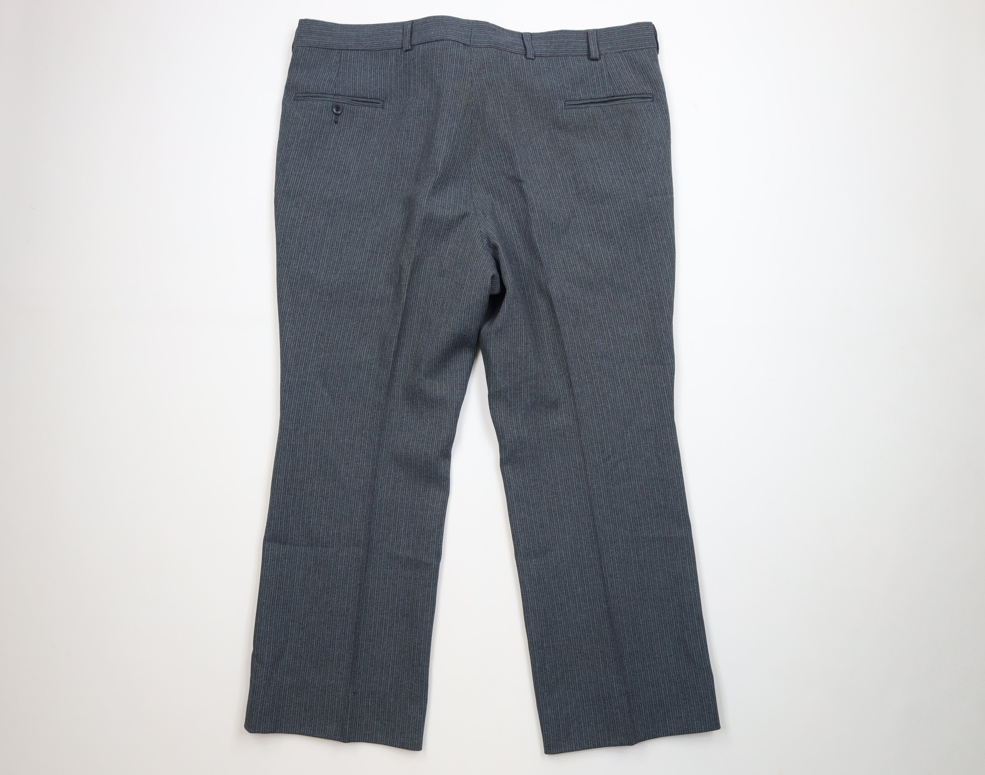 Vintage Vintage 70s Streetwear Pinstriped Knit Wide Leg Chino Pants Size US 42 / EU 58 - 7 Thumbnail