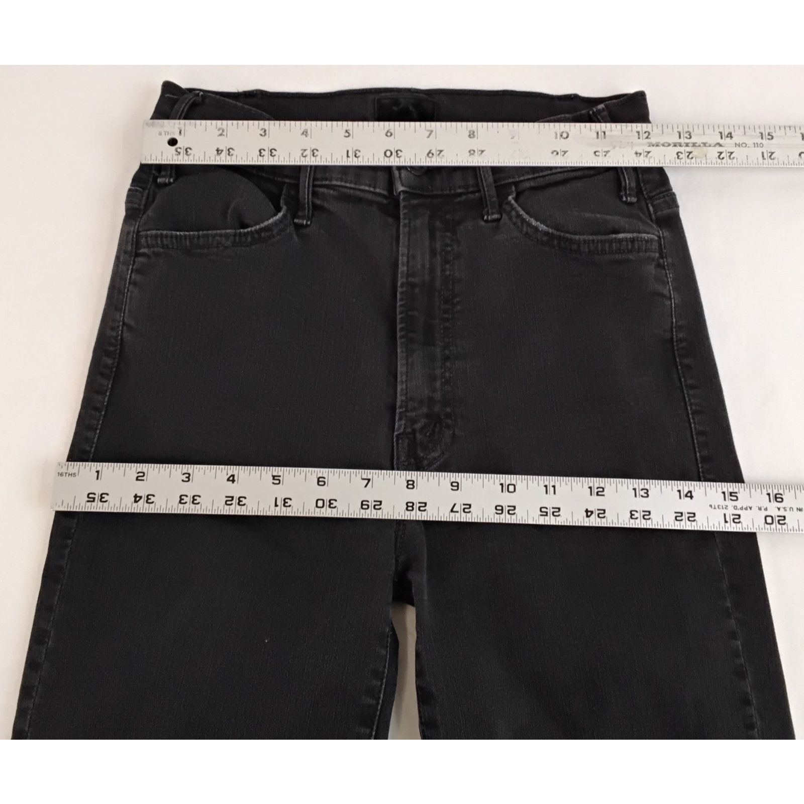 MOTHER Mother The Hustler Ankle Fray Jeans Women's 25x25 Black Wash Size 25" / US 0 / IT 36 - 12 Thumbnail