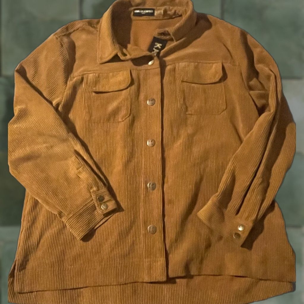 Karl Lagerfeld Karl Lagerfeld Shirt Jacket Corduroy Shacket Roasted Pecan L Brown Women's Size Large Size L / US 10 / IT 46 - 1 Thumbnail