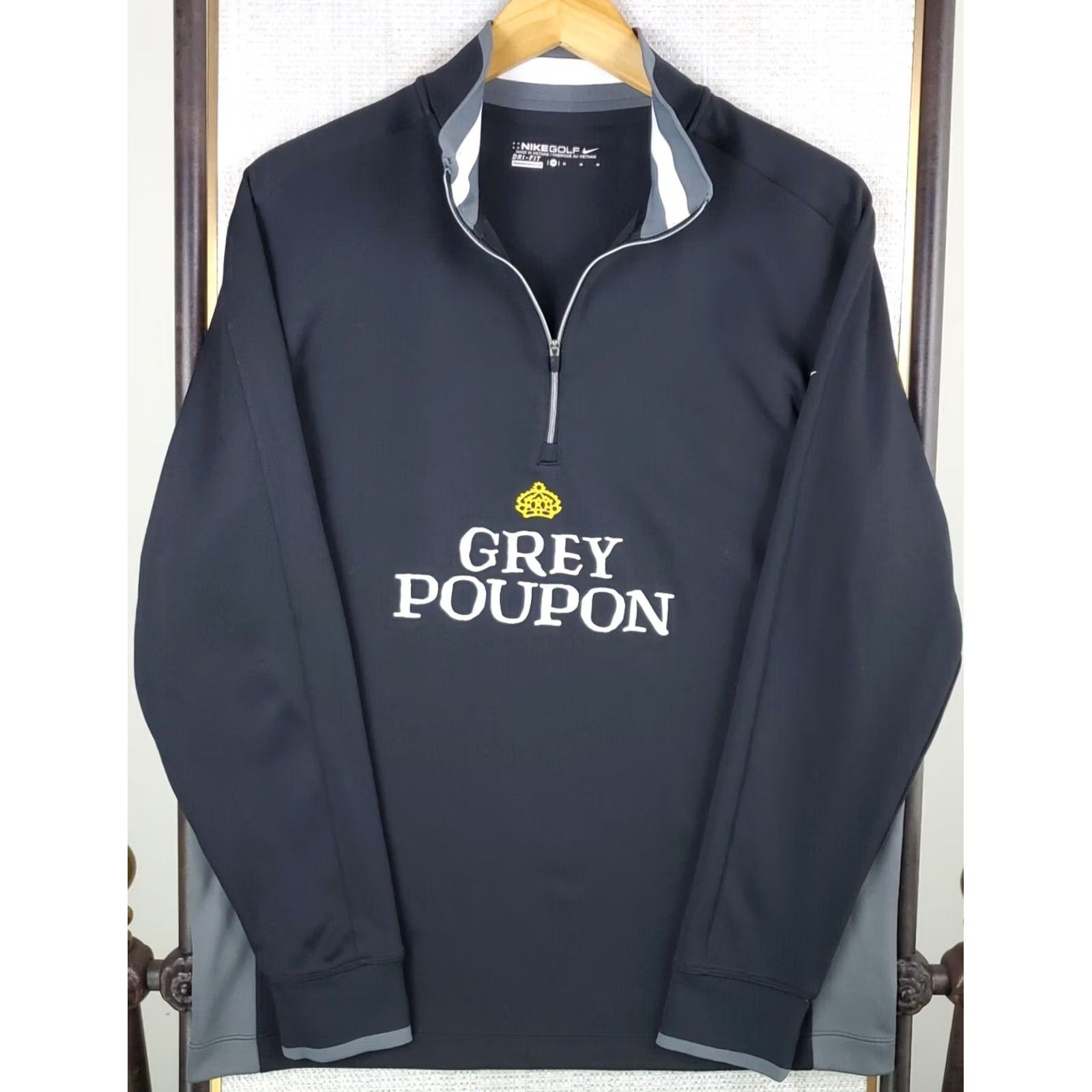 Nike Nike Golf Windbreaker Pullover 1/2 Zip Dri-Fit Mens Medium Black Two Sided Grey Poupon Logo Two Sided 100% Polyester Size US M / EU 48-50 / 2 - 4 Thumbnail