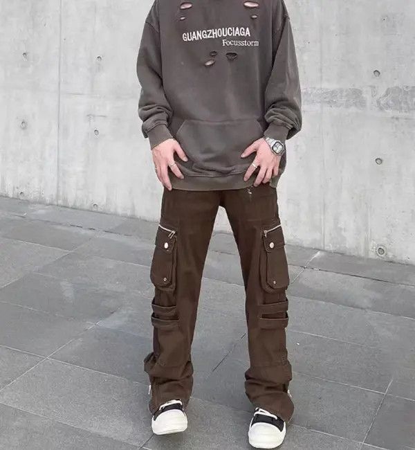 Japanese Brand VIBE High street zip pocket micro flare cargo trousers Size US 30 / EU 46 - 6 Thumbnail
