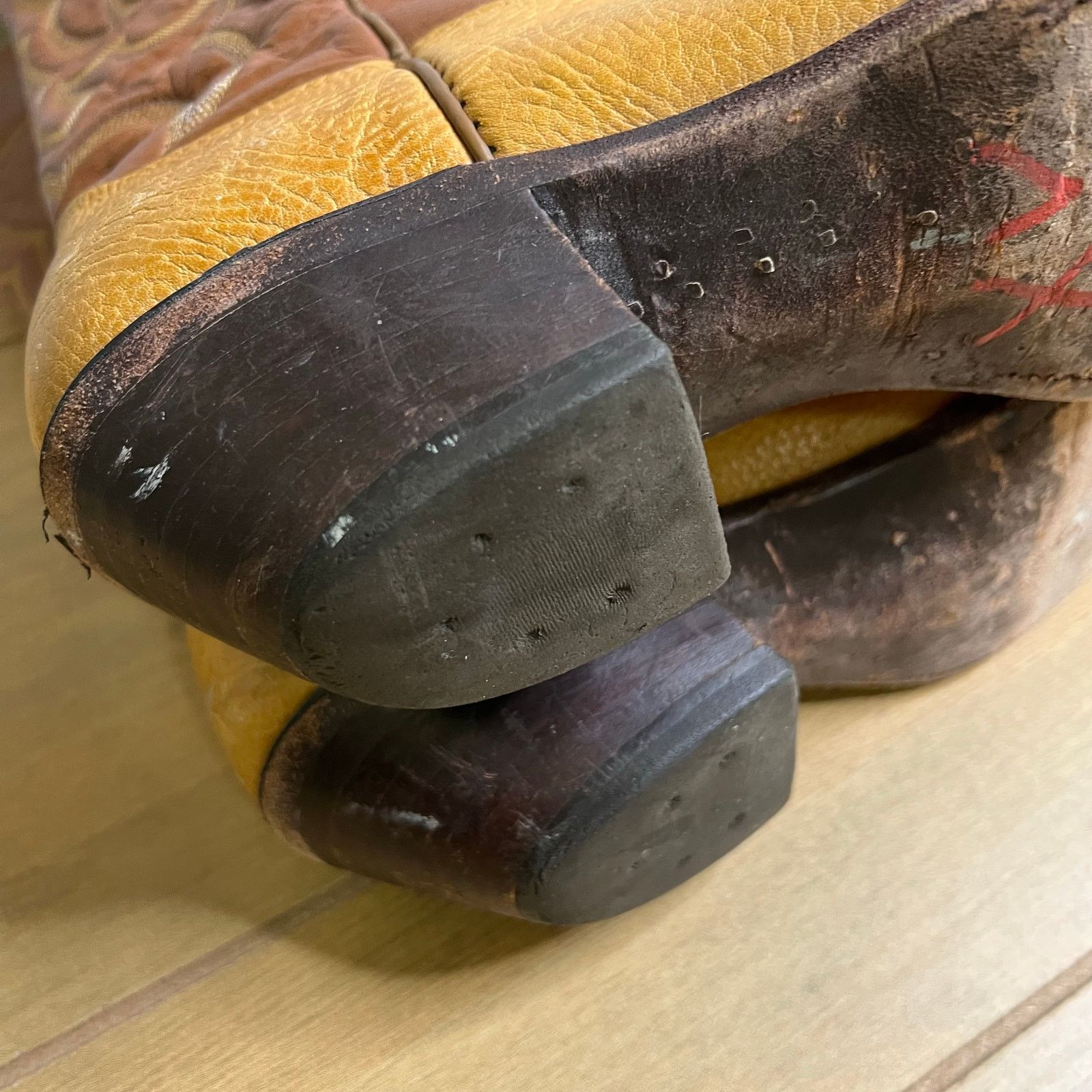 Vintage Nocona USA Cowboy Boots Mens 11 C Brown Tan Western Leather Size US 11 / EU 44 - 14 Thumbnail
