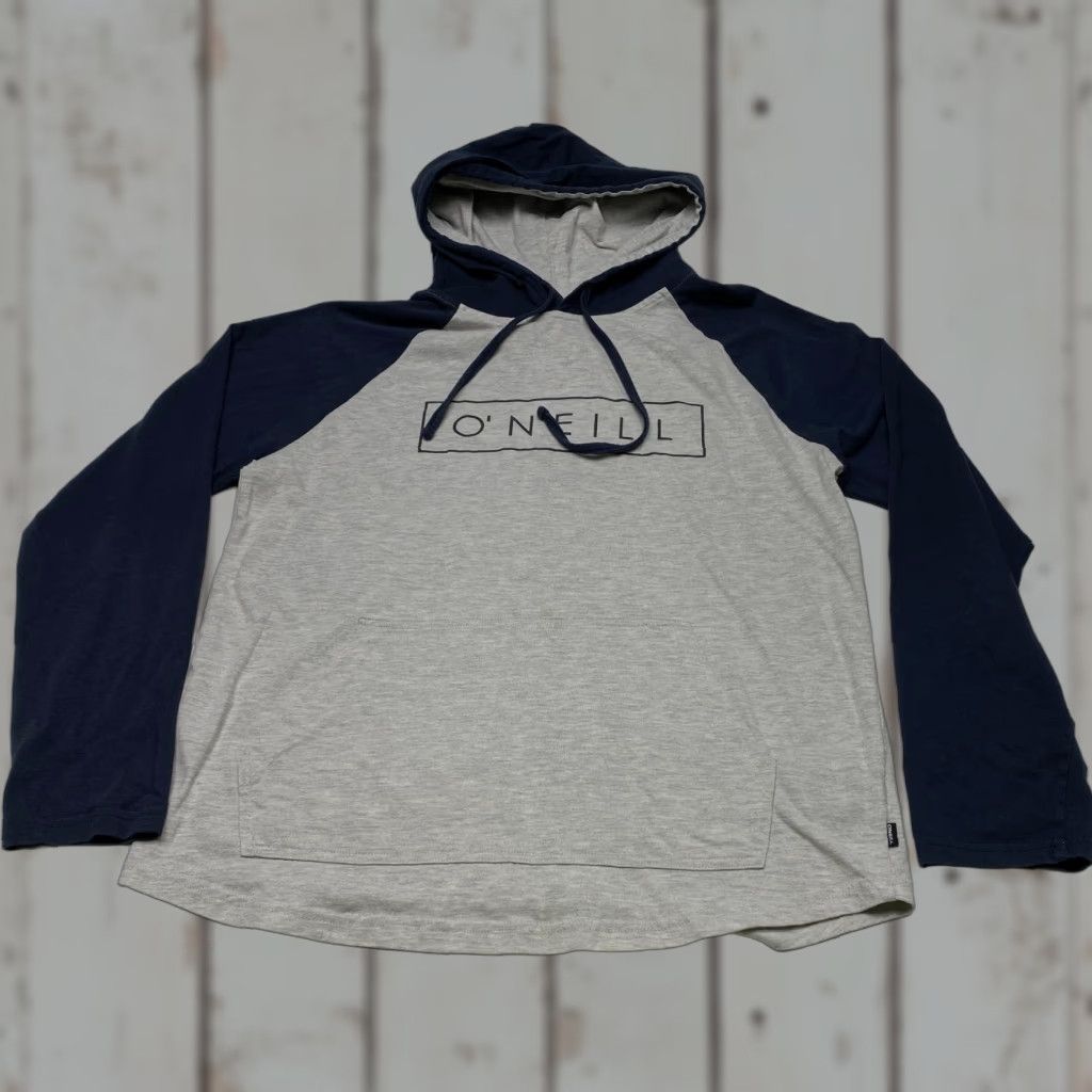 O'Neill O'Neill Hoodie Mens Medium Gray Blue Pullover Drawstring Skater Lightweight Crew Neck Pockets Logo Knit Cotton Polyester Sports Activewear Shirt Size US M / EU 48-50 / 2 - 1 Thumbnail