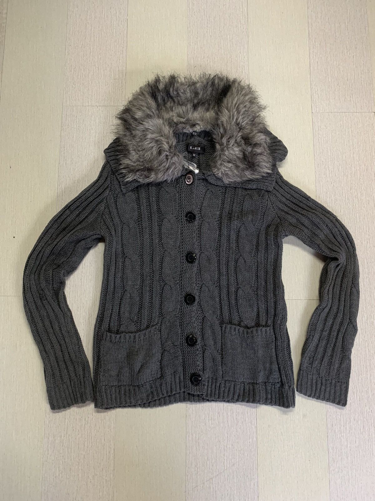 If Six Was Nine × Japanese Brand × L&B L&B Knitted Fur Cardigan Size M / US 6-8 / IT 42-44 - 2 Thumbnail