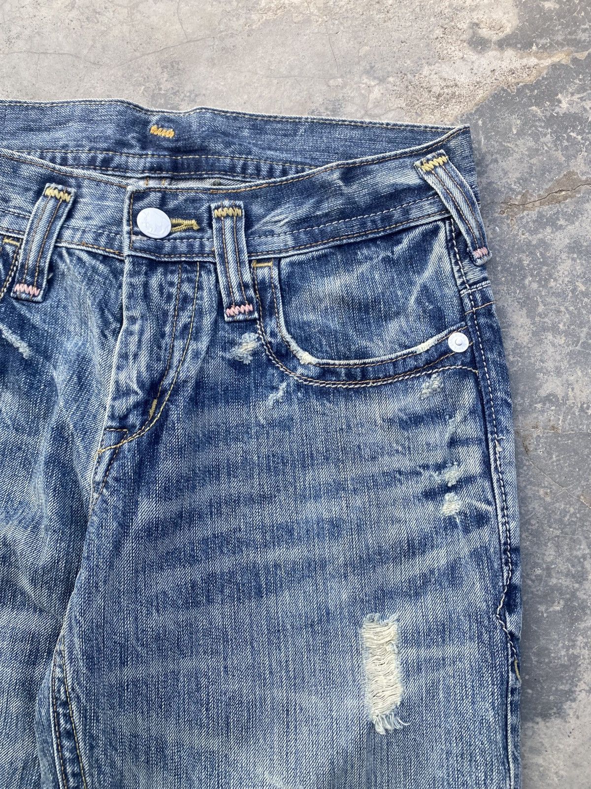 Japanese Brand BRAPPERS Distressed Boyfriend Jeans Size 29" - 6 Thumbnail